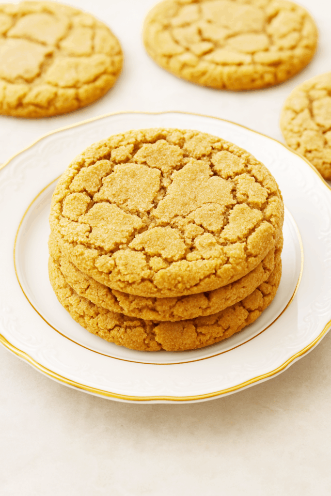 Batch of healthy vegan peanut butter protein cookies with chewy texture and golden color, perfect for meal prep, gluten free and dairy free snack