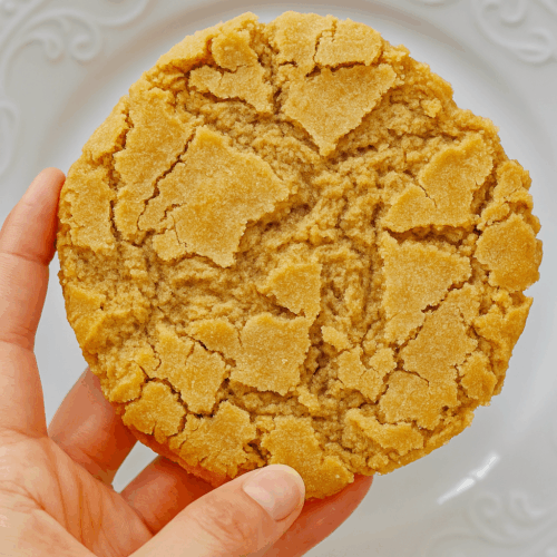 Healthy chewy vegan peanut butter protein cookies on a stylish plate, soft and golden with a rich nutty aroma high protein, low calorie dessert idea