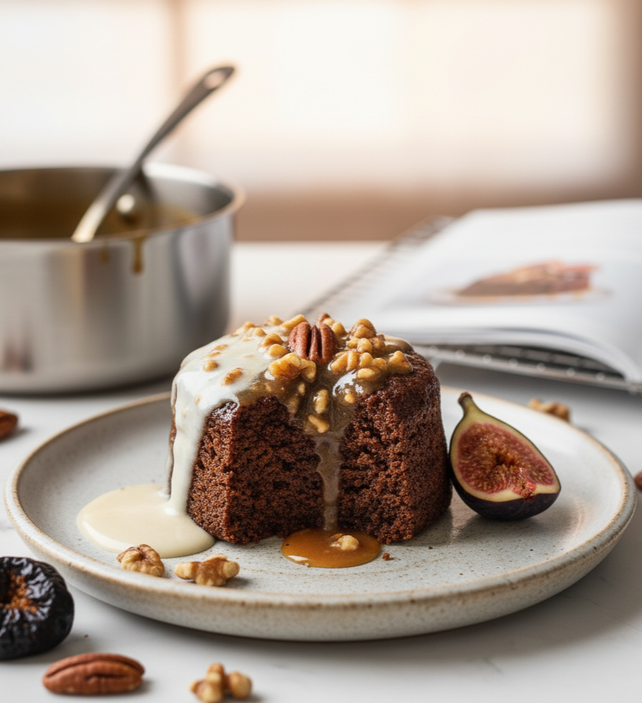 Enhanced Vegan Sticky Toffee Fig Pudding, offering a slightly different angle or presentation to highlight its deliciousness