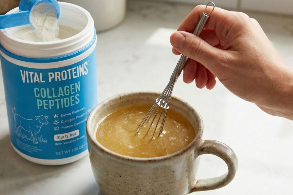 Adding a generous portion of cooked shredded chicken breast into the simmering turmeric broth to increase the protein content for hair growth.