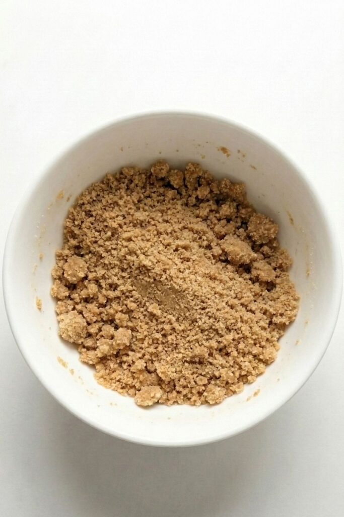 The dough looking crumbly like wet sand after adding coconut flour, a normal stage in the process