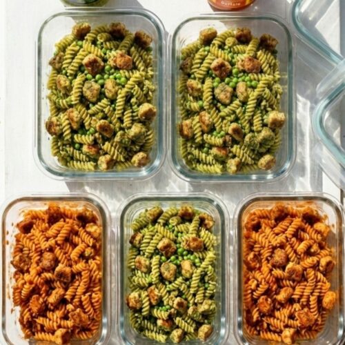 meal prep bowls grid layout viral with the sauce