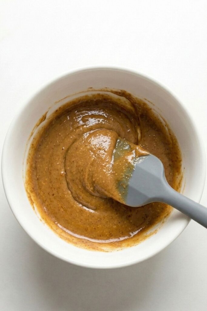 The batter after mixing in collagen, looking thick, smooth, and slightly sticky.