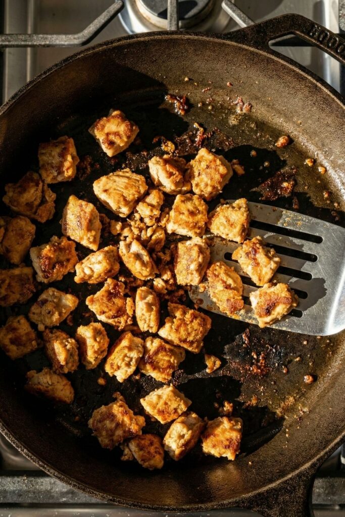 searing canned chicken pan fry