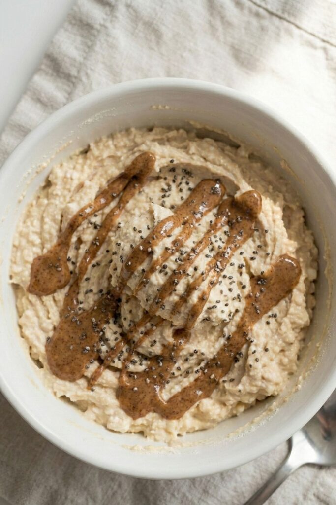 Step 4 sprinkling organic chia seeds on top for extra fiber and crunch.